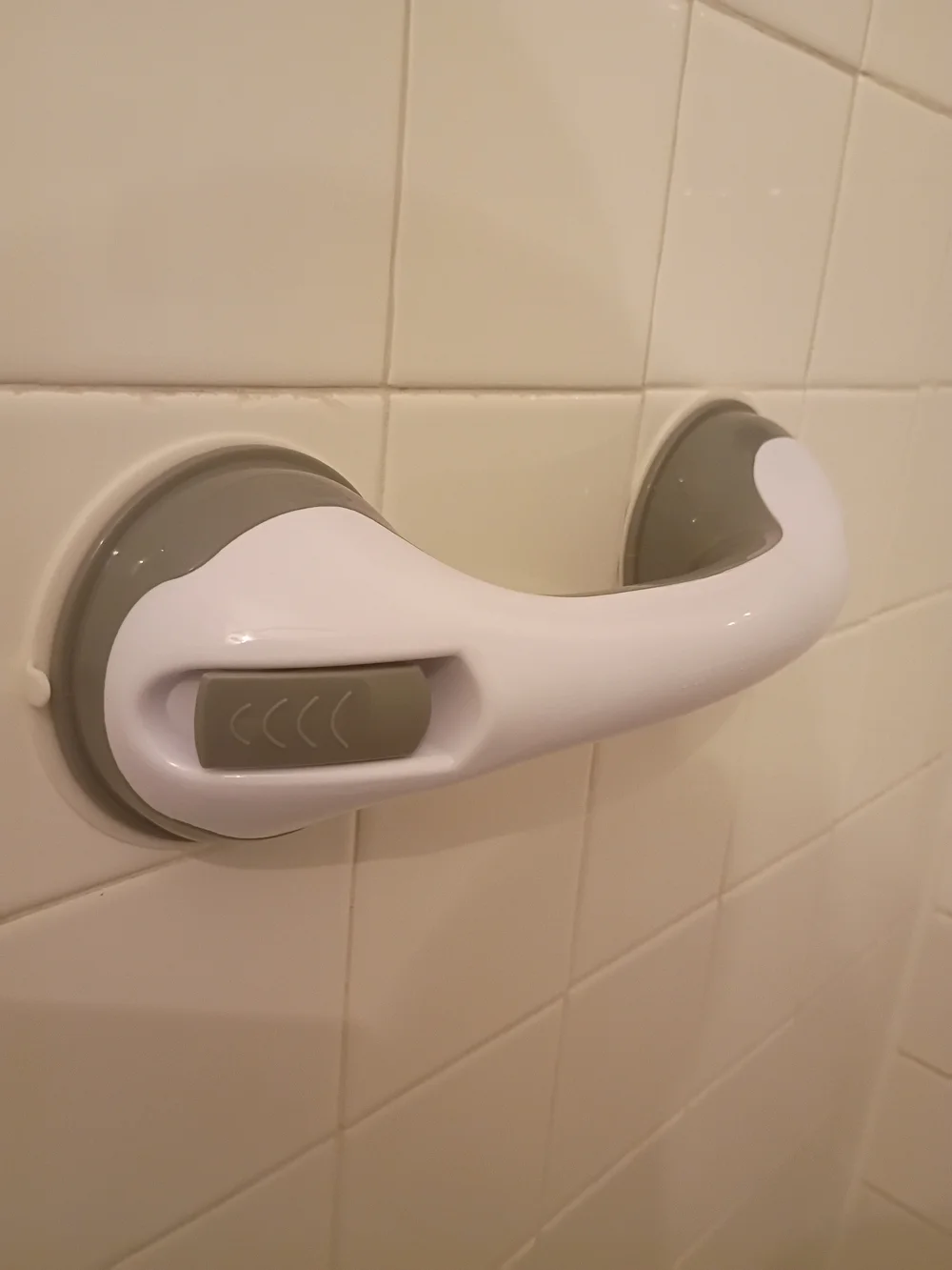 White & Gray Suction Grab Bar - Home Bath Safety Handle